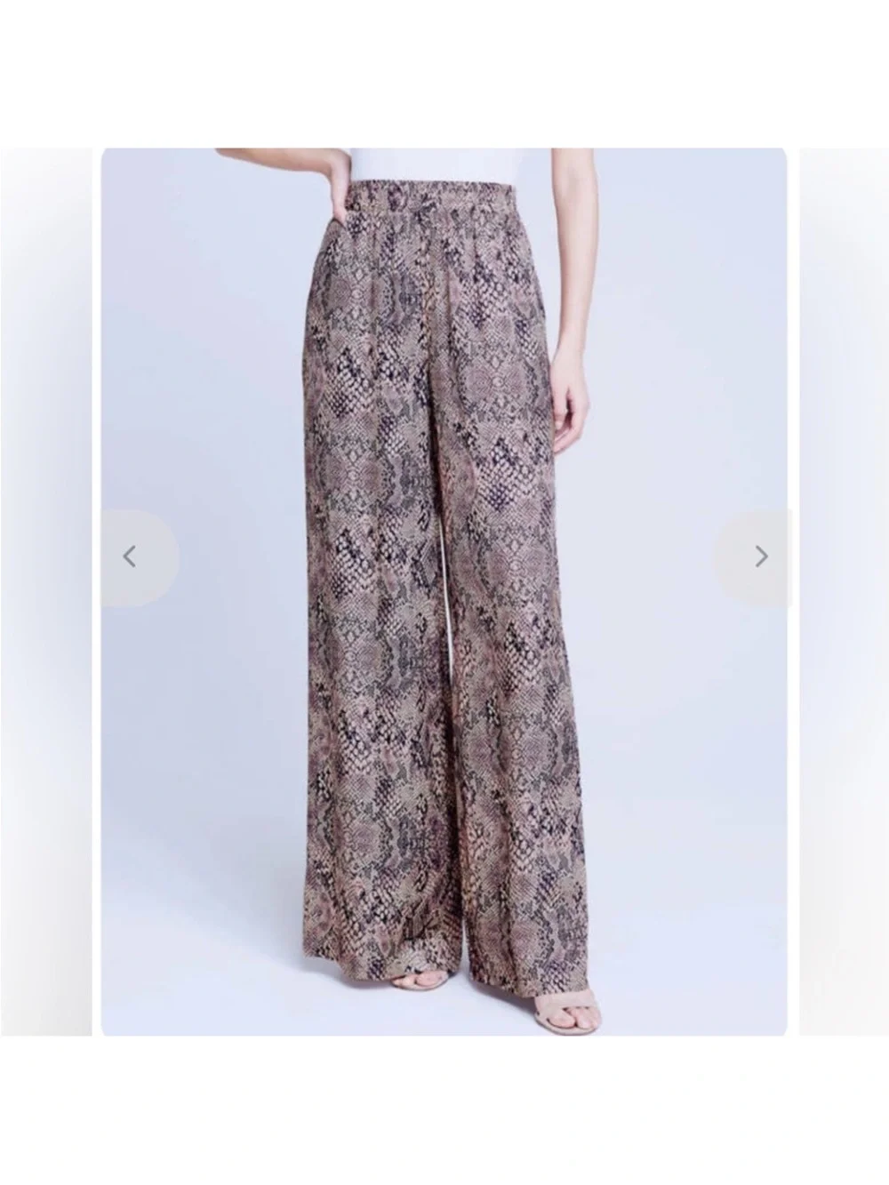 L'AGENCE Wide-Leg Pants in Snake Print - Taupe & Black